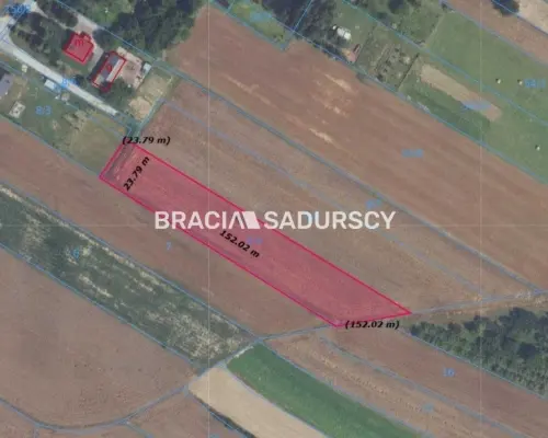 Duża działka z ogromnym potencjałem wzrostu wartości - tylko 1,5 km od węzła S7 i 15 min od Krakowa!    Szukasz bezpiecznej l