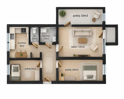 Lublin, Mieszkanie, 4 pokoje, 60m2, Pana Balcera