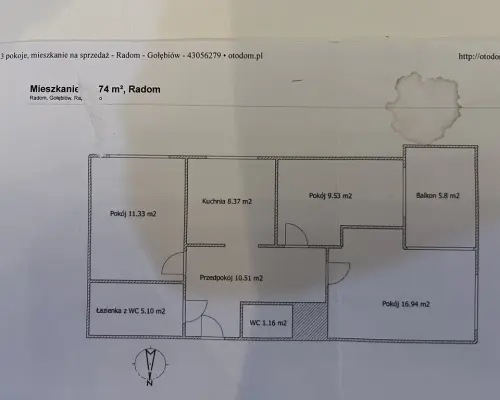 Apartament 73,52 m kw. Rapackiego Radom.