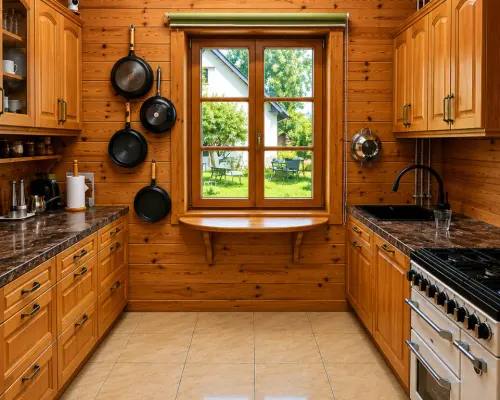 Drewniany dom premium nad stawem | 1 ha | Sauna |