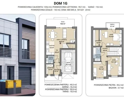 Dom szeregowy 125 m2,  Zaścianki