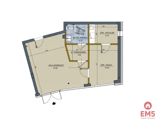 Nowy lokal 54m2 parter, centrum