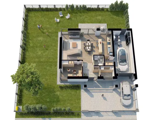 Atrakcyjny dom 1/2 bliźniaka o powierzchni całkowitej 257m2 m z ogródkiem o powierzchni ok 440m2 i garażem w Wawrze osiedle- LA