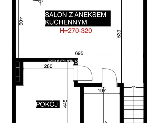 2-pok, 48 m² (ok. 60 m² po podłodze), balkon