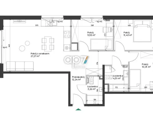 4-pokojowe mieszkanie z balkonem | 78,56 m²