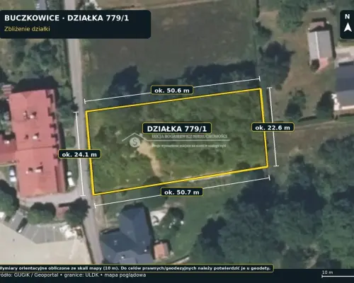 DZIAŁKA BUDOWLANA 1 204 m² | BUCZKOWICE | MPZP | ZABUDOWA JEDNORODZINNA  Na sprzedaż działka nr 779/1 o powierzchni ok.