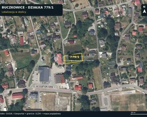 DZIAŁKA BUDOWLANA 1 204 m² | BUCZKOWICE | MPZP | ZABUDOWA JEDNORODZINNA  Na sprzedaż działka nr 779/1 o powierzchni ok.