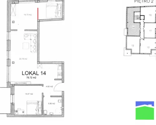 Pabianice - lokal 4 pok. 78,72 m2 ul. Warszawska