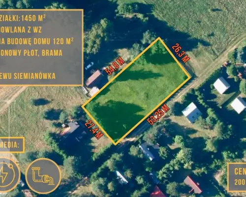 Działka 1450 m² 600m do Zalewu Siemianówka Kruhlik