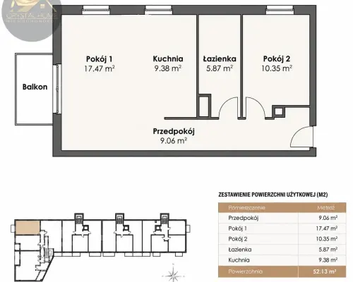 Nowe 2 pokoje, winda, balkon, 52m2